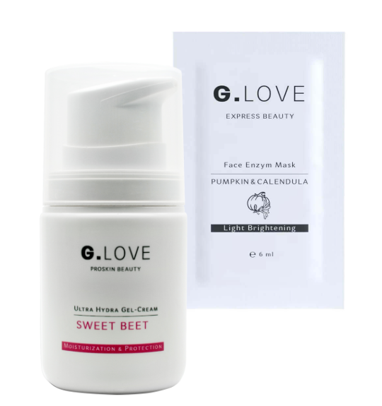 G.Love Крем-гель для лица увлажняющий защитный с экстрактом свеклы Sweet Beet, 50 мл + G.Love Маска для лица с энзимами тыквы Pumpkin & Calendula, 6 мл