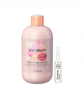Inebrya Шампунь восстанавливающий кератиновый Ice cream KERATIN, 300 мл + Kaaral Энергетический лосьон для волос 360 Energizing, 10 мл