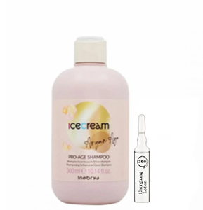 Inebrya Шампунь для придания блеска волосам с аргановым маслом Ice cream ARGAN PRO-AGE, 300 мл + Kaaral Энергетический лосьон для волос 360 Energizing, 10 мл