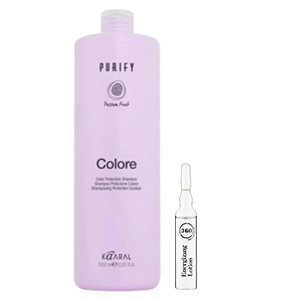 Kaaral Шампунь для окрашенных волос PURIFY Colore с экстрактом и маслом маракуйи, 1000 мл + Kaaral Энергетический лосьон для волос 360 Energizing, 10 мл