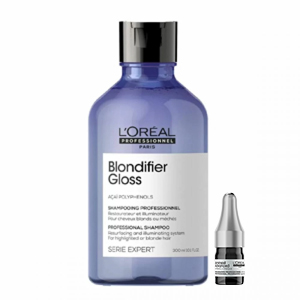 L'Oreal Шампунь для осветленных и мелированных волос BLONDIFIER GLOSS, 300 мл + Программа ухода от выпадения волос Aminexil Ampoules, 1 шт 