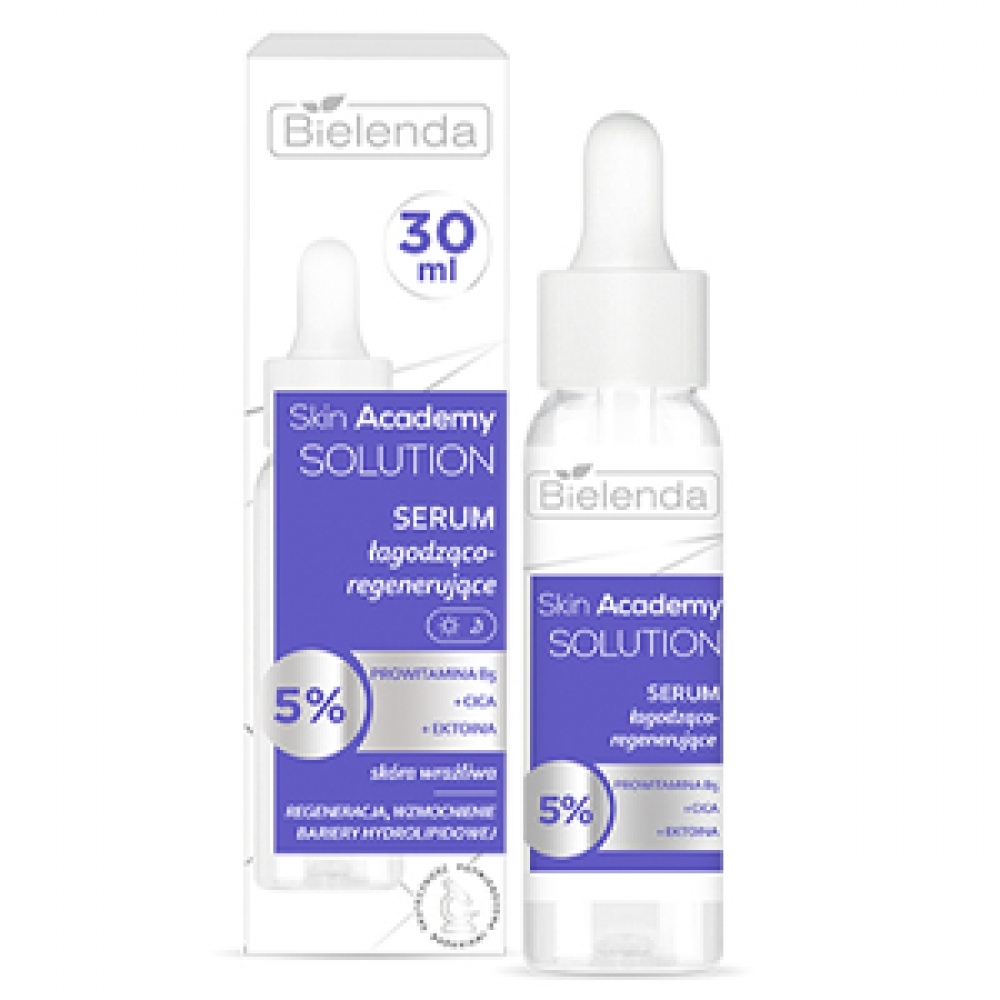 Bielenda Сыворотка успокаивающая и регенерирующая Skin Academy Solution 5% Провитамина B5 +CICA+ Эктоин, 30 мл