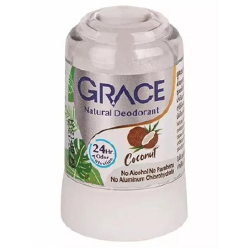 Grace Дезодорант тайский кристаллический натуральный Кокос Deodorant Coconut для мужчин и женщин, 50 гр
