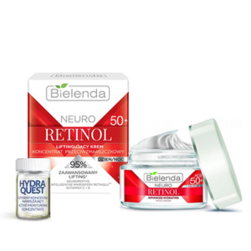 Bielenda Крем против морщин 50+ Neuro Retinol, день/ночь, 50 мл + Farmona Professional Активный увлажняющий концентрат HYDRA QUEST, 1 шт