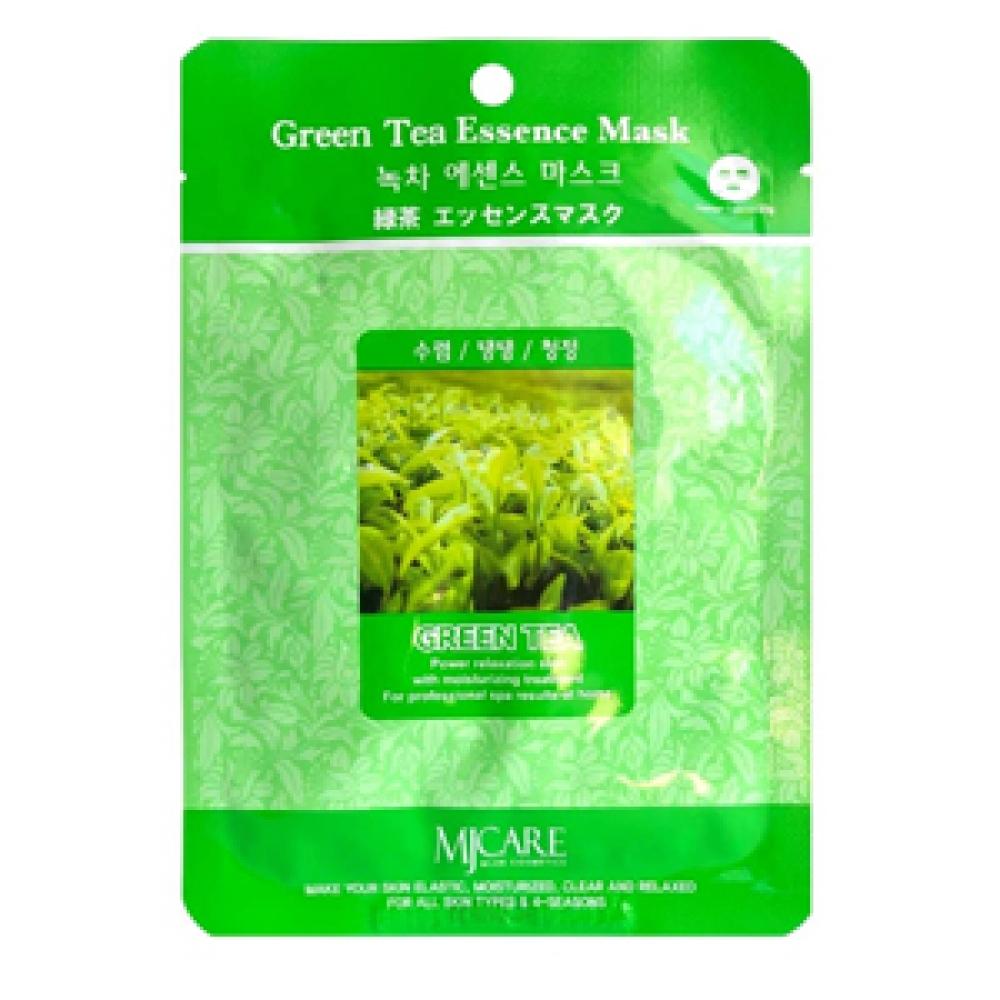 MJCARE Маска тканевая для лица Зеленый чай MIJIN Green Tea Essence Mask, 1 шт