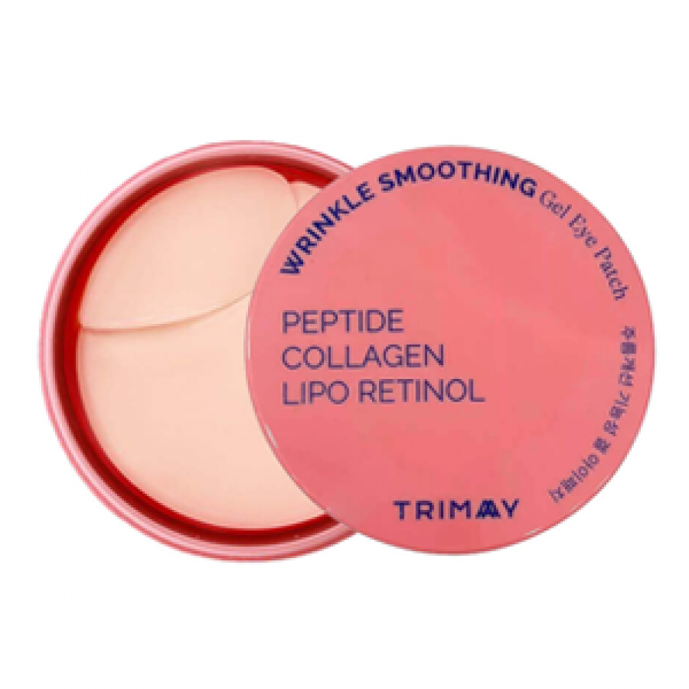 TRIMAY Патчи для век подтягивающие pink Wrinkle Smoothing Gel Eye Patch с пептидами, коллагеном и ретинолом, 30 шт больших + 30 шт лепестков