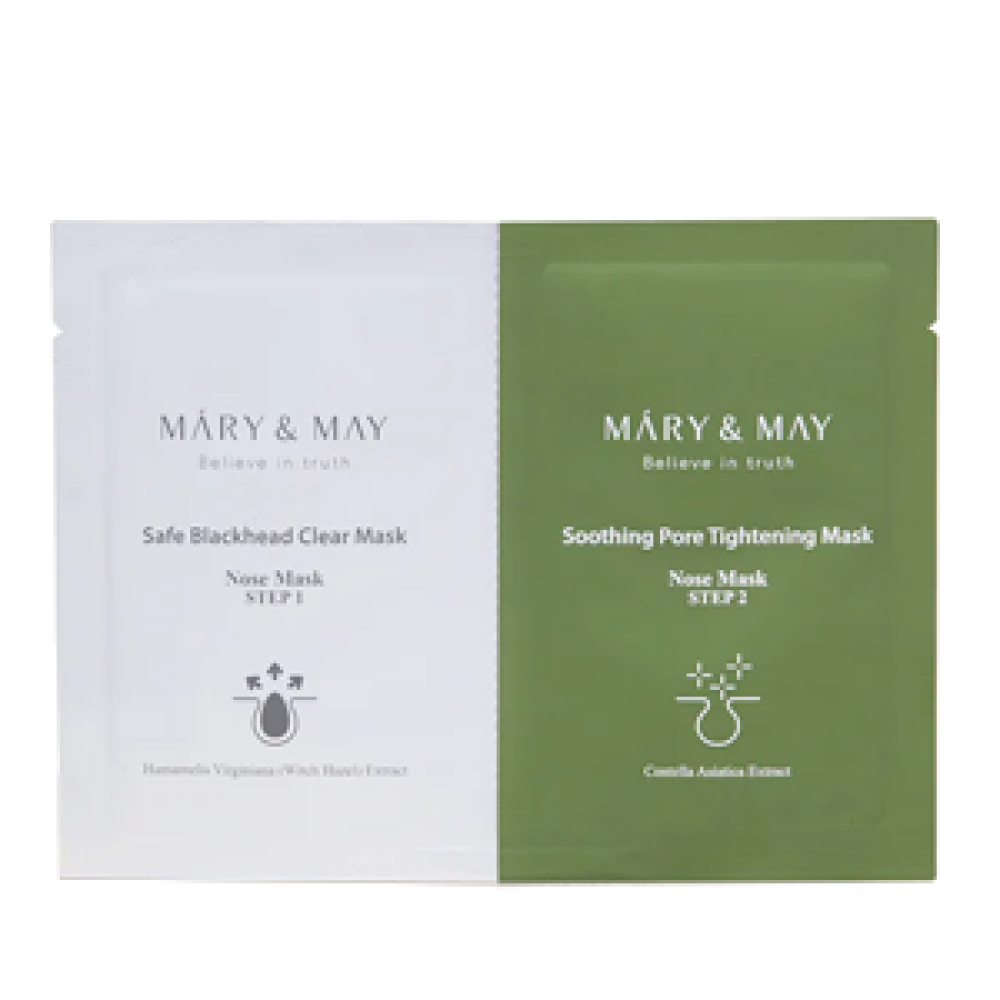 Mary&May Двухшаговая ежедневная маска для носа для защиты от черных точек Daily Safe Black Head Clear Nose Pack Set, 1 шт