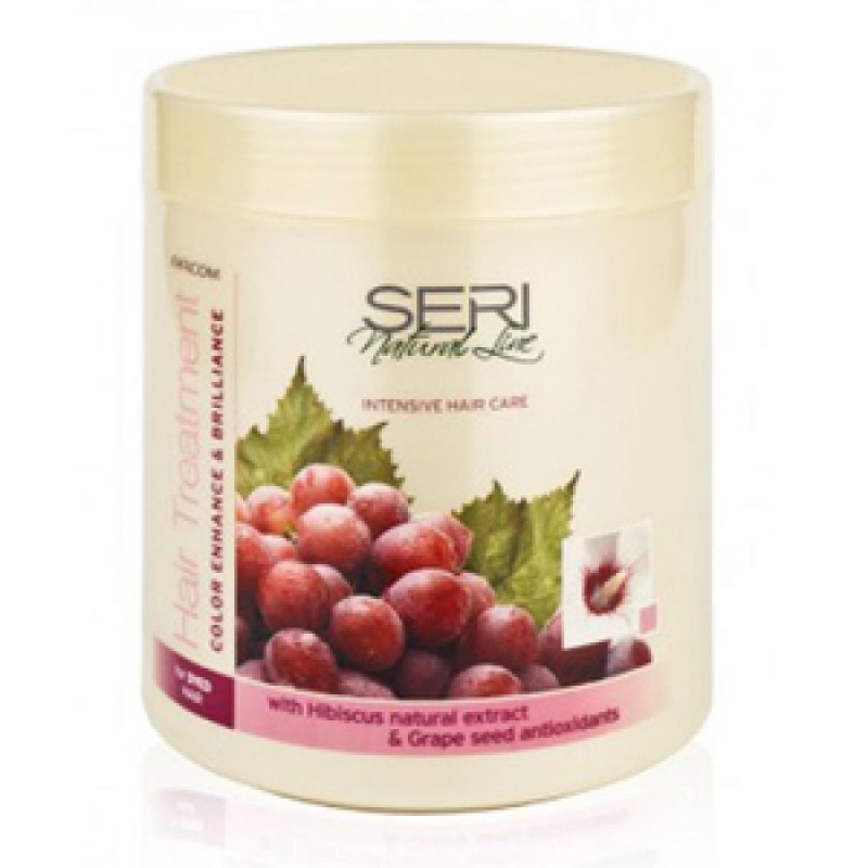Farcom Professional Маска для окрашенных волос Восстановление цвета и блеск Seri Natural Line с экстрактами гибискуса и винограда, 1000 мл