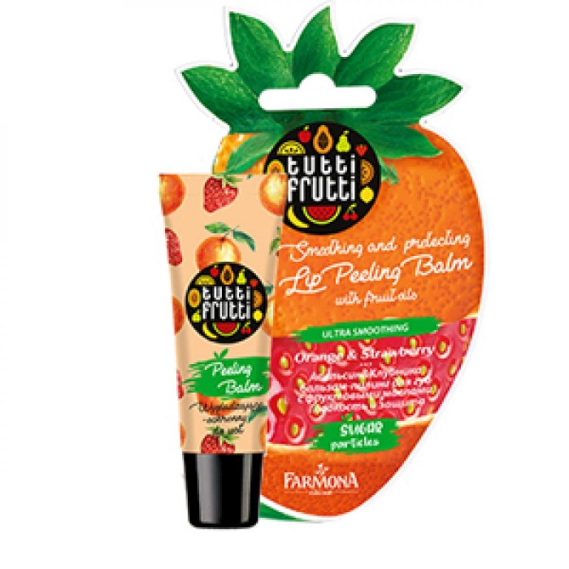 Farmona Бальзам-скраб для губ 2 в 1 активная формула Tutti Frutti Апельсин и клубника с фруктовыми маслами, 12 мл