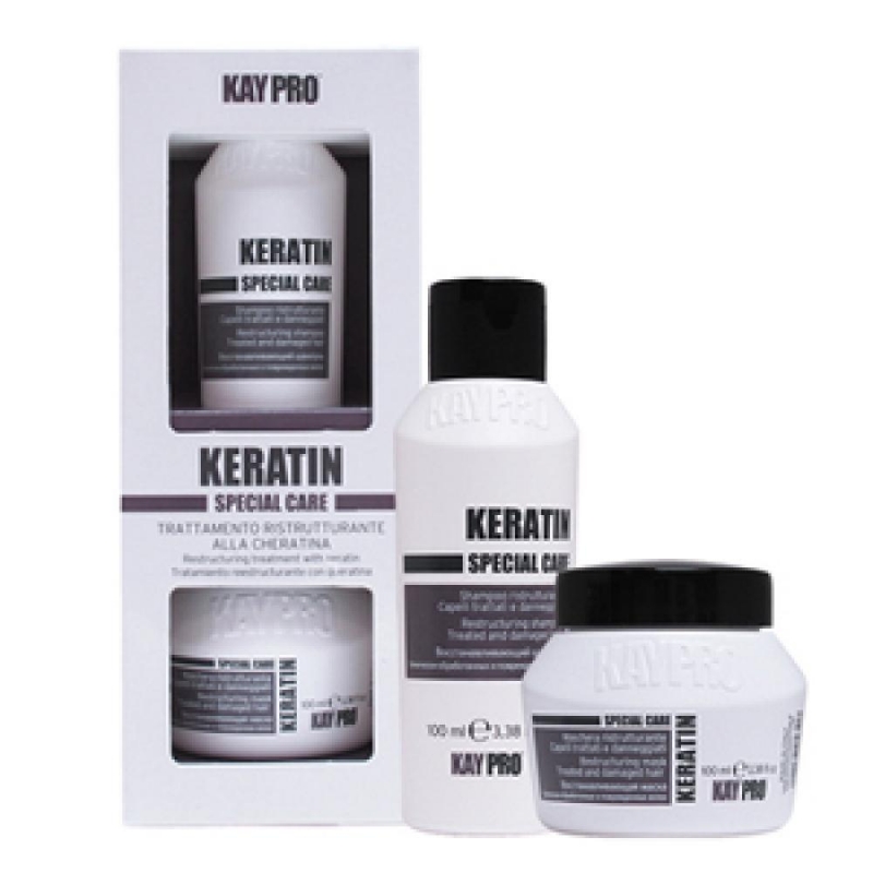 KAYPRO Набор восстанавливающий для химически поврежденных волос KERATIN Шампунь, 100 мл + Маска, 100 мл