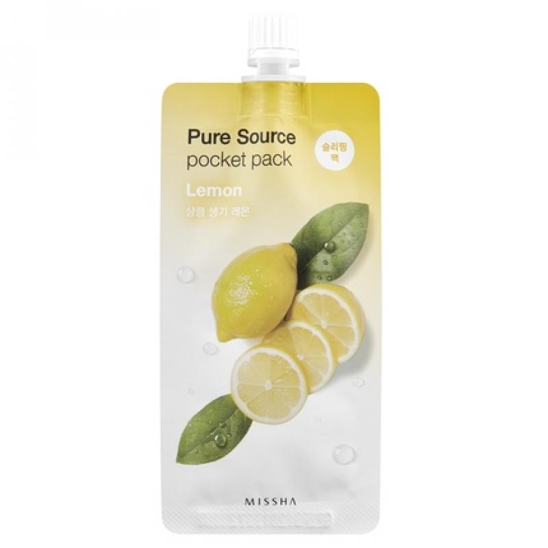 MISSHA Ночная маска для лица выравнивающая тон кожи Pure Source Pocket Pack Лимон, 10 мл